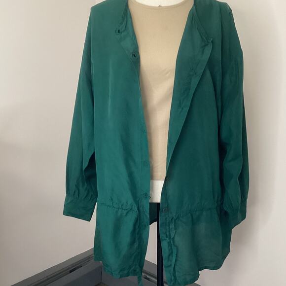 Vintage Quarters Tunic Top Silk Drawstring Drop Waist Button Front Oversized 90s - Picture 7 of 13